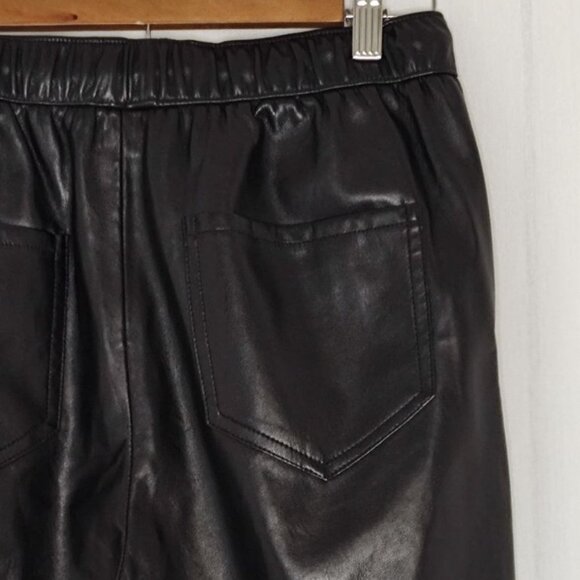 Zara Faux Leather Pants Black S The Weekend Ankle Elastic Waist Pleats - Picture 10 of 11